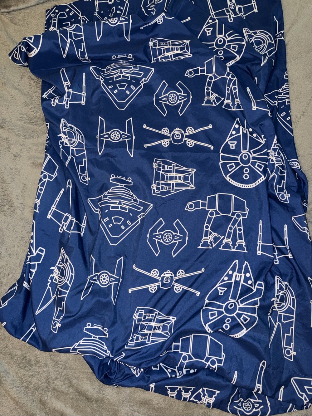 Star Wars Blue White Different Ships Of The Galaxy Themed Twin Flat Sheet